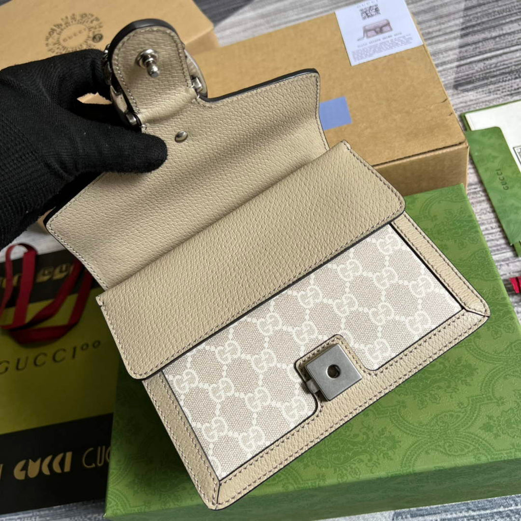 Gucci ‎‎421970 Dionysus mini bag Beige white GG Supreme canvas