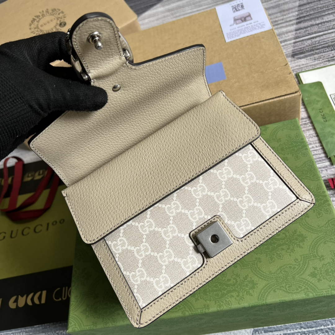 Gucci ‎‎421970 Dionysus mini bag Beige white GG Supreme canvas