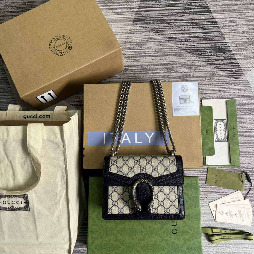 Gucci ‎‎421970 Dionysus mini bag Beige and blue GG Supreme canvas
