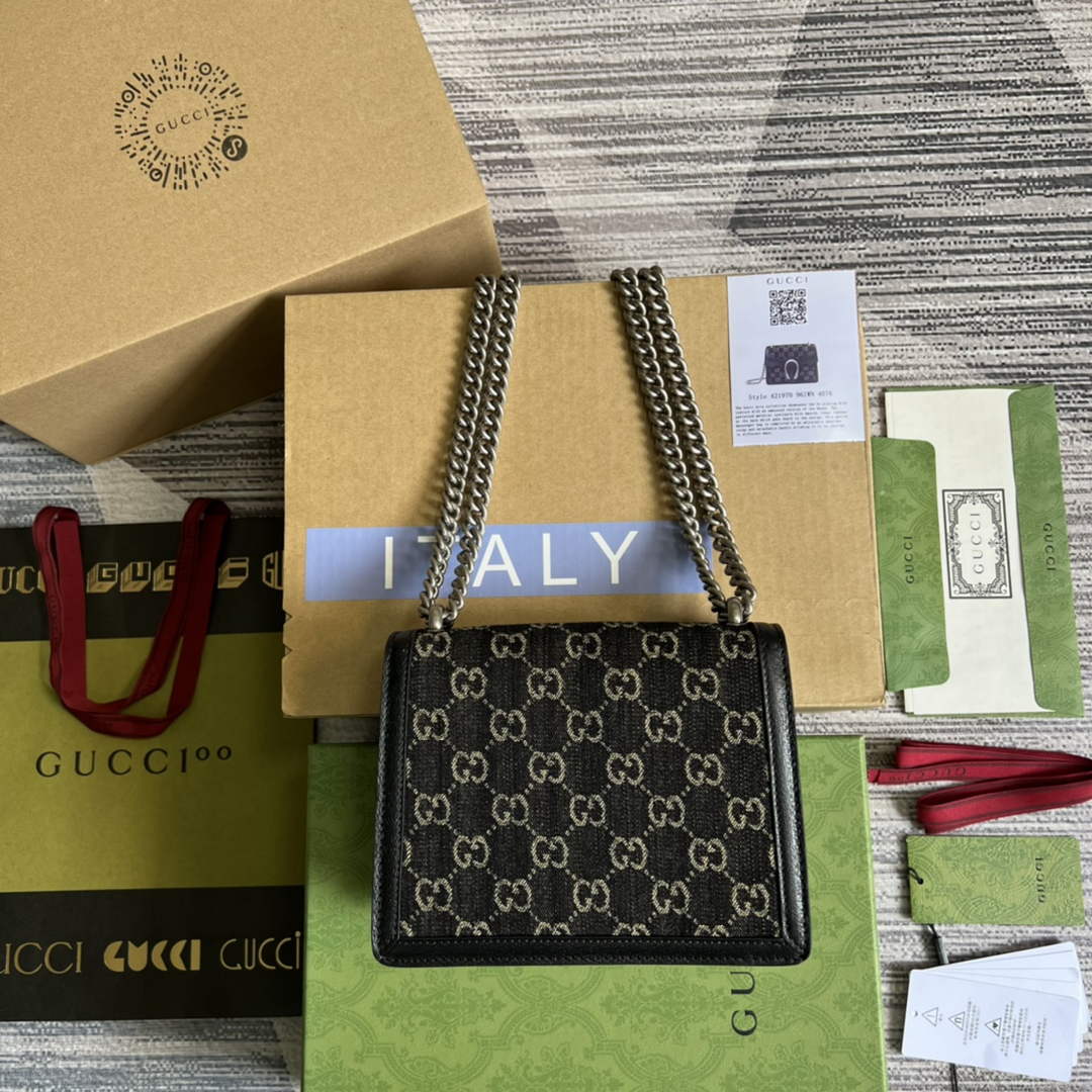 Gucci ‎‎421970 Dionysus mini bag black GG Supreme canvas