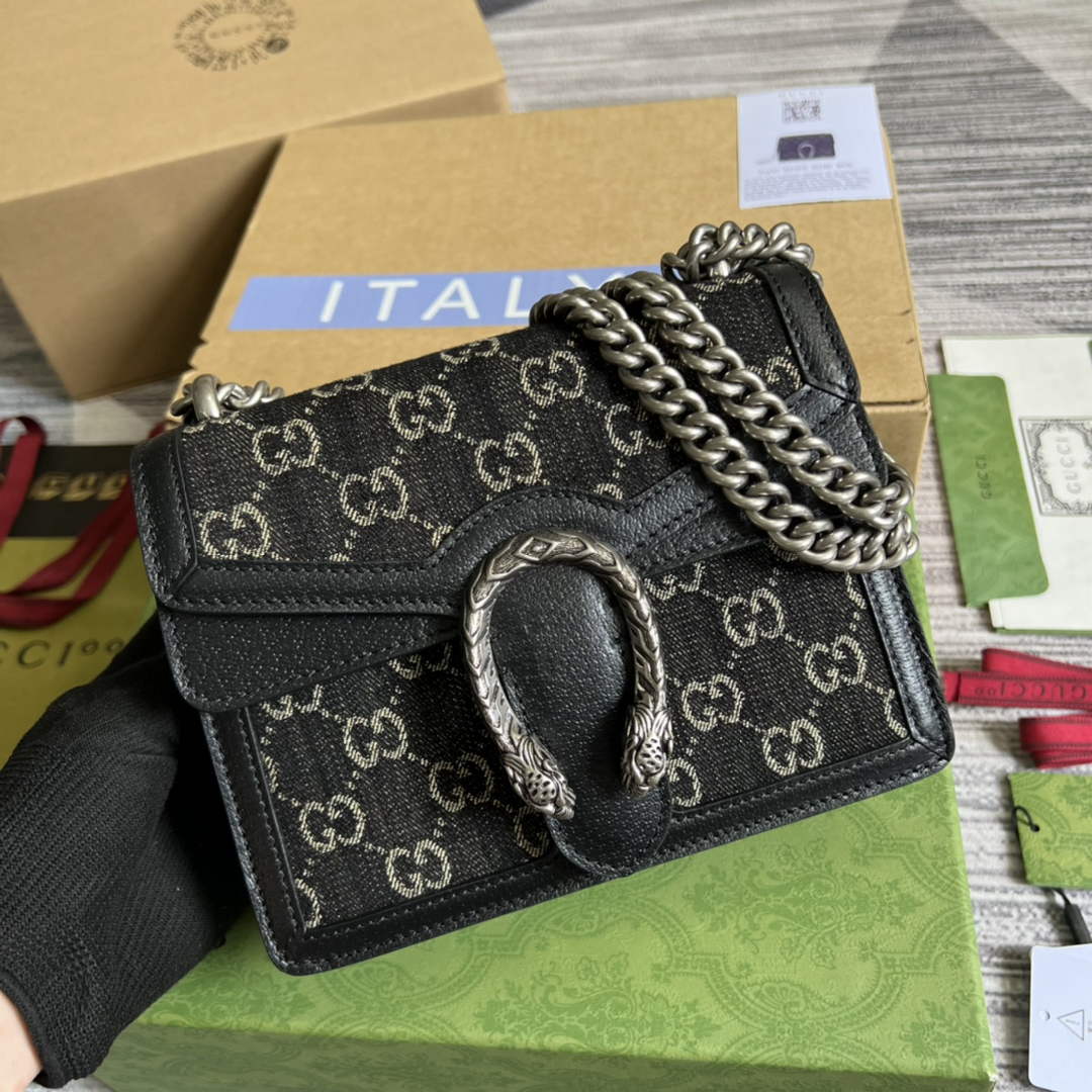 Gucci ‎‎421970 Dionysus mini bag black GG Supreme canvas