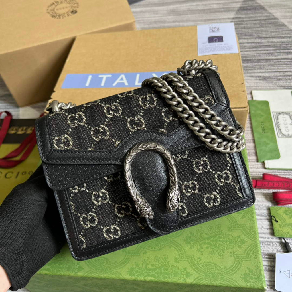 Gucci ‎‎421970 Dionysus mini bag black GG Supreme canvas