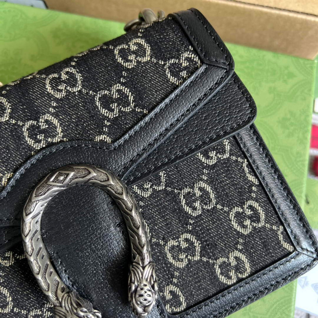 Gucci ‎‎421970 Dionysus mini bag black GG Supreme canvas