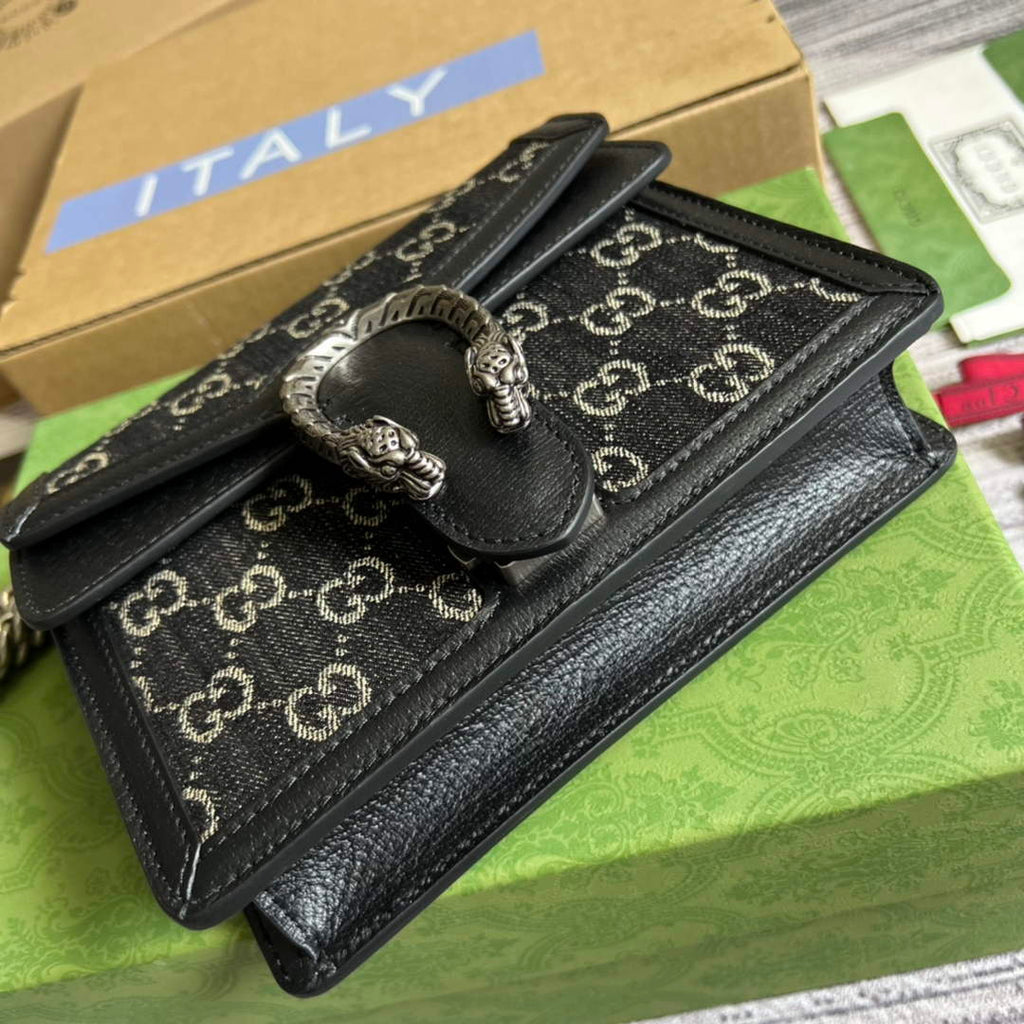 Gucci ‎‎421970 Dionysus mini bag black GG Supreme canvas