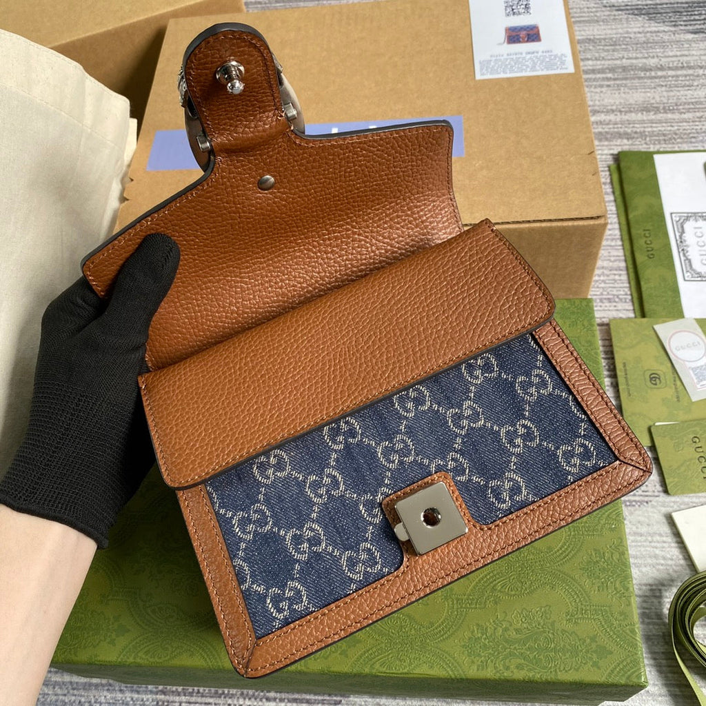 Gucci ‎‎421970 Dionysus mini bag dark blue leather