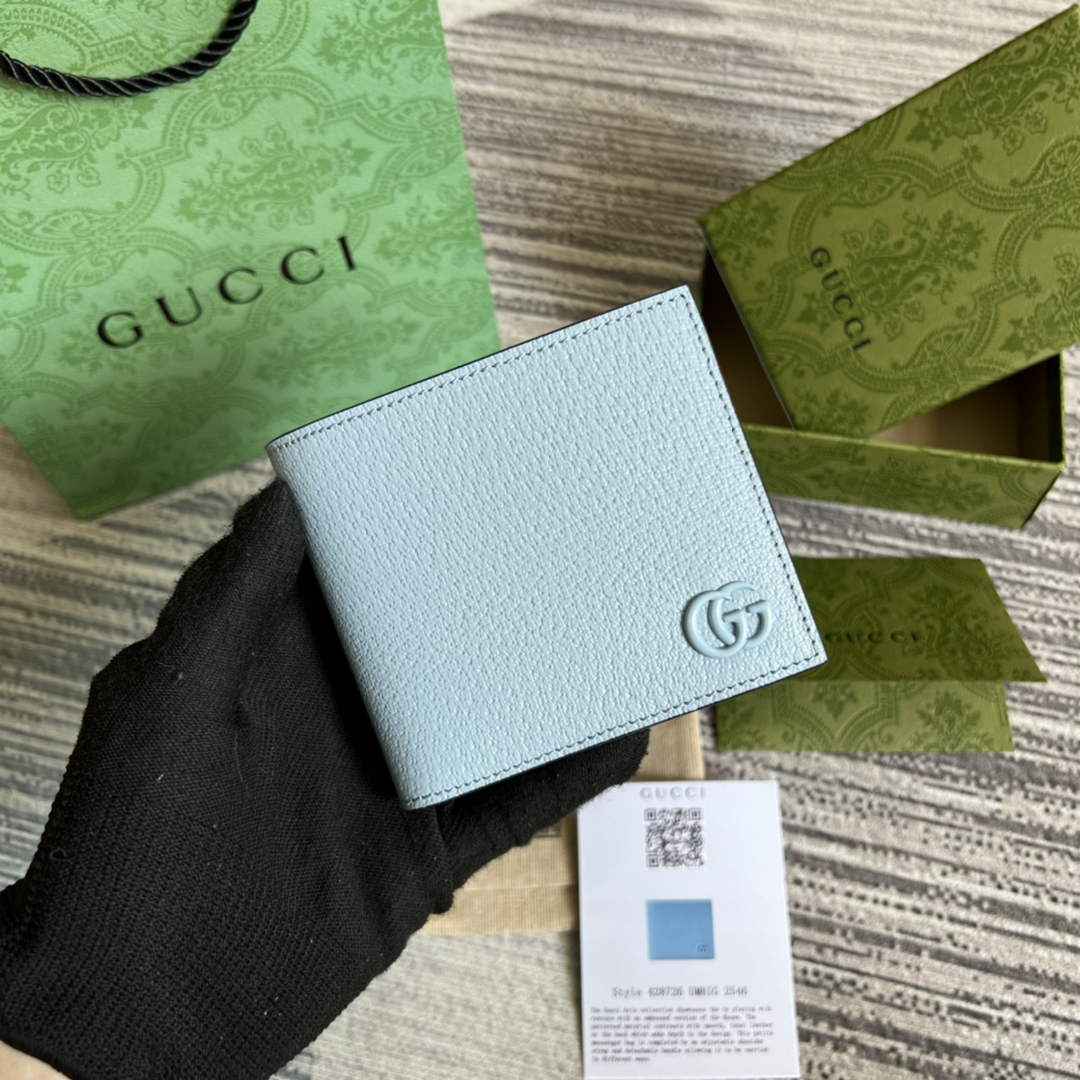 Gucci ‎428726 GG Marmont leather bi-fold wallet blue