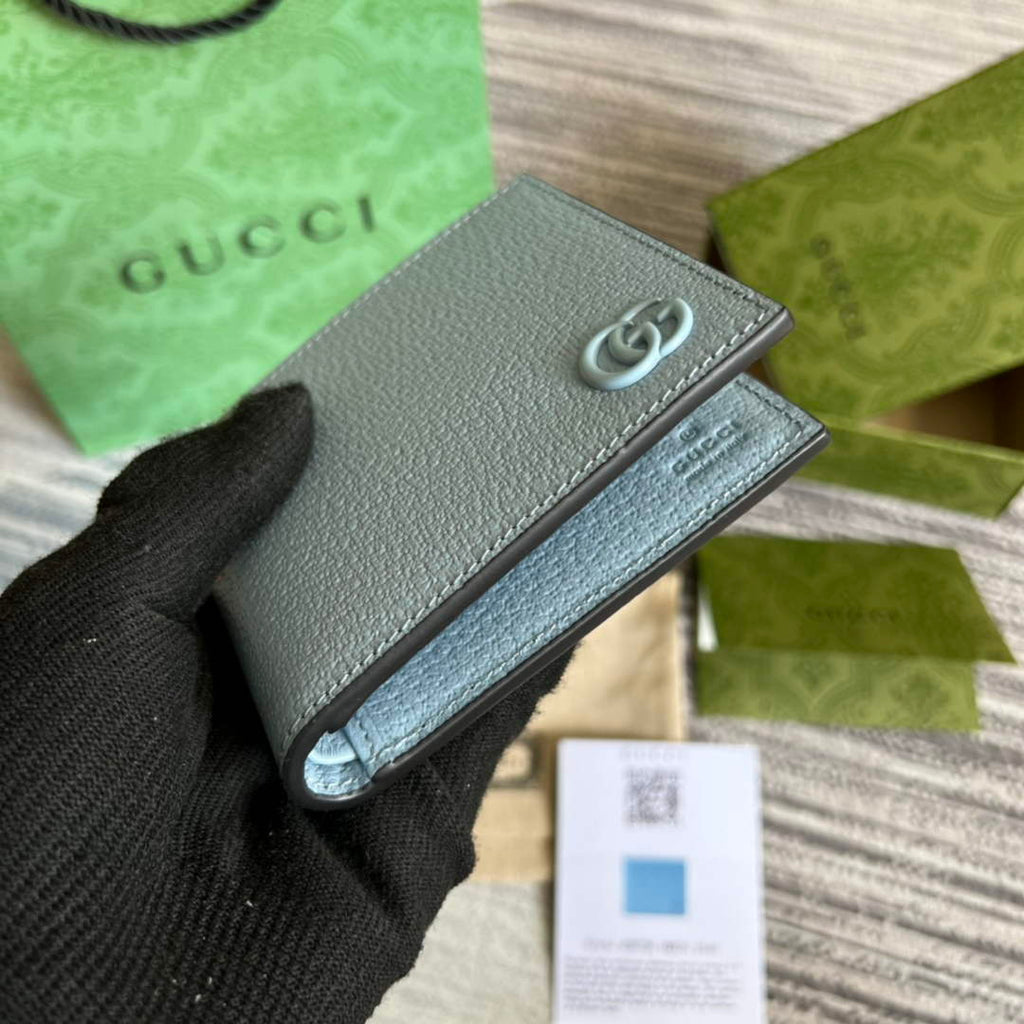 Gucci ‎428726 GG Marmont leather bi-fold wallet blue