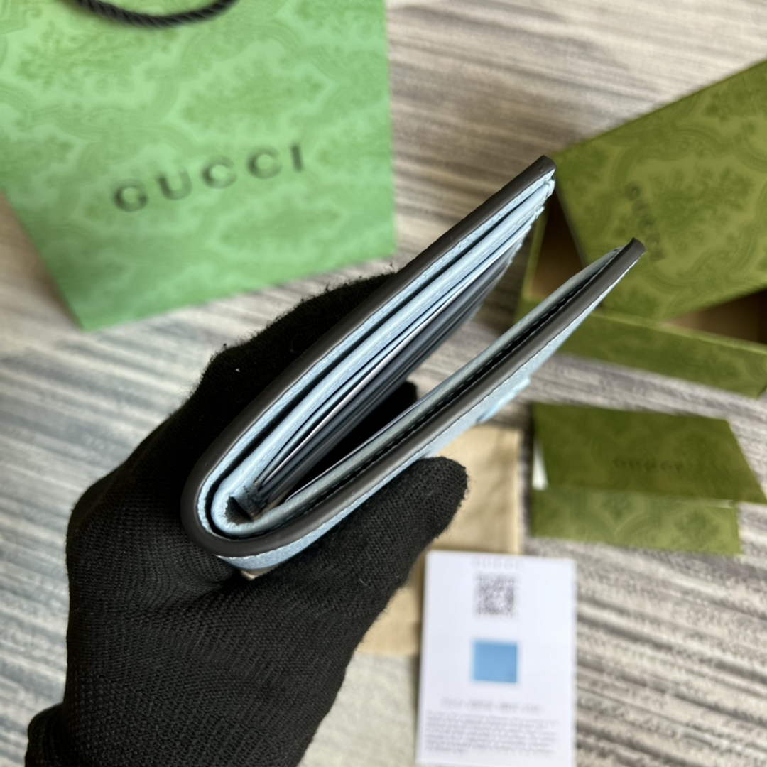 Gucci ‎428726 GG Marmont leather bi-fold wallet blue