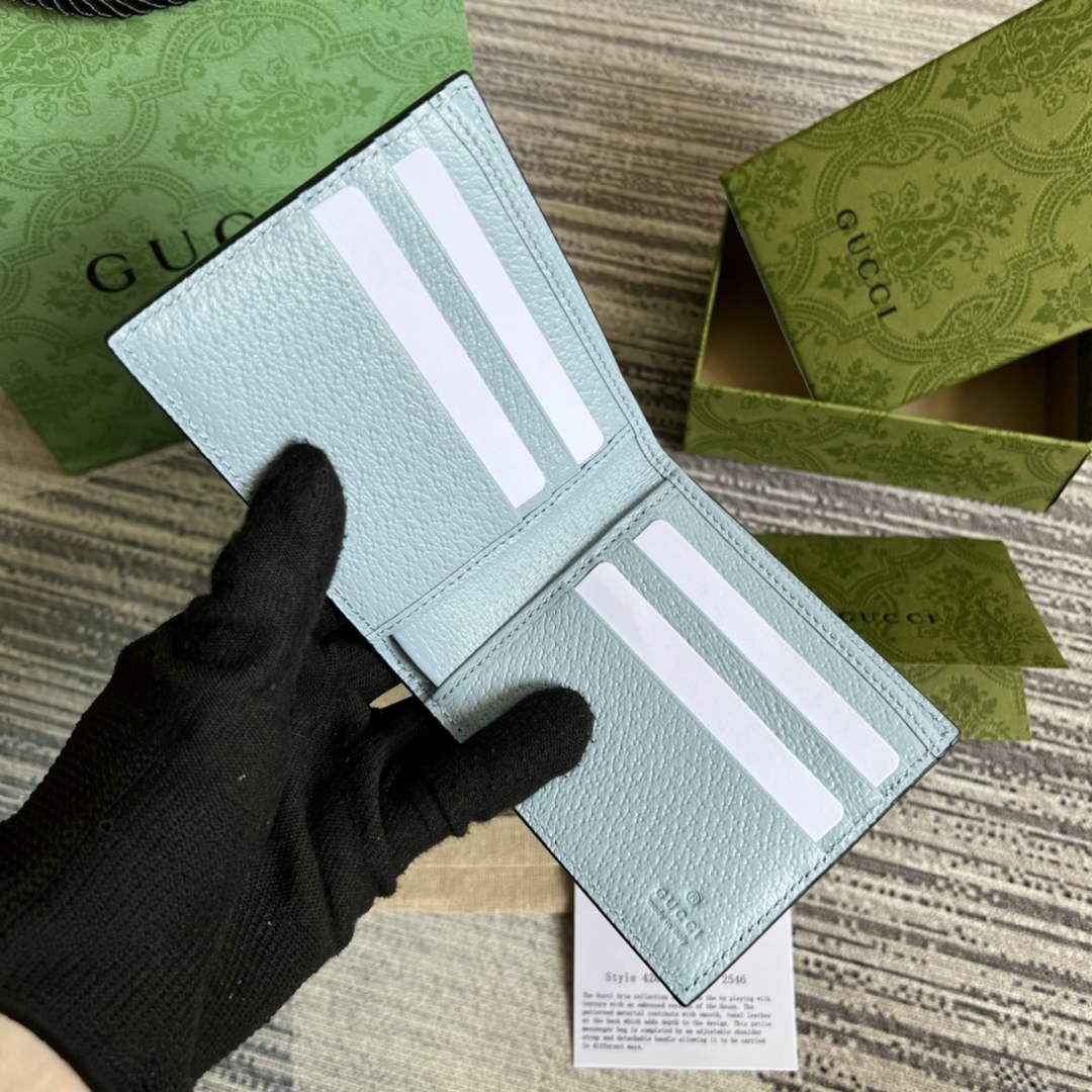 Gucci ‎428726 GG Marmont leather bi-fold wallet blue