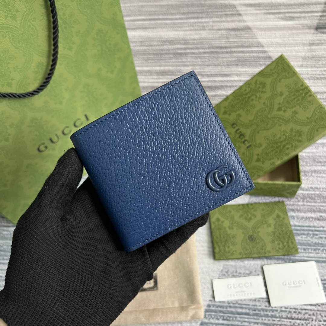 Gucci ‎428726 GG Marmont leather bi-fold wallet navy blue