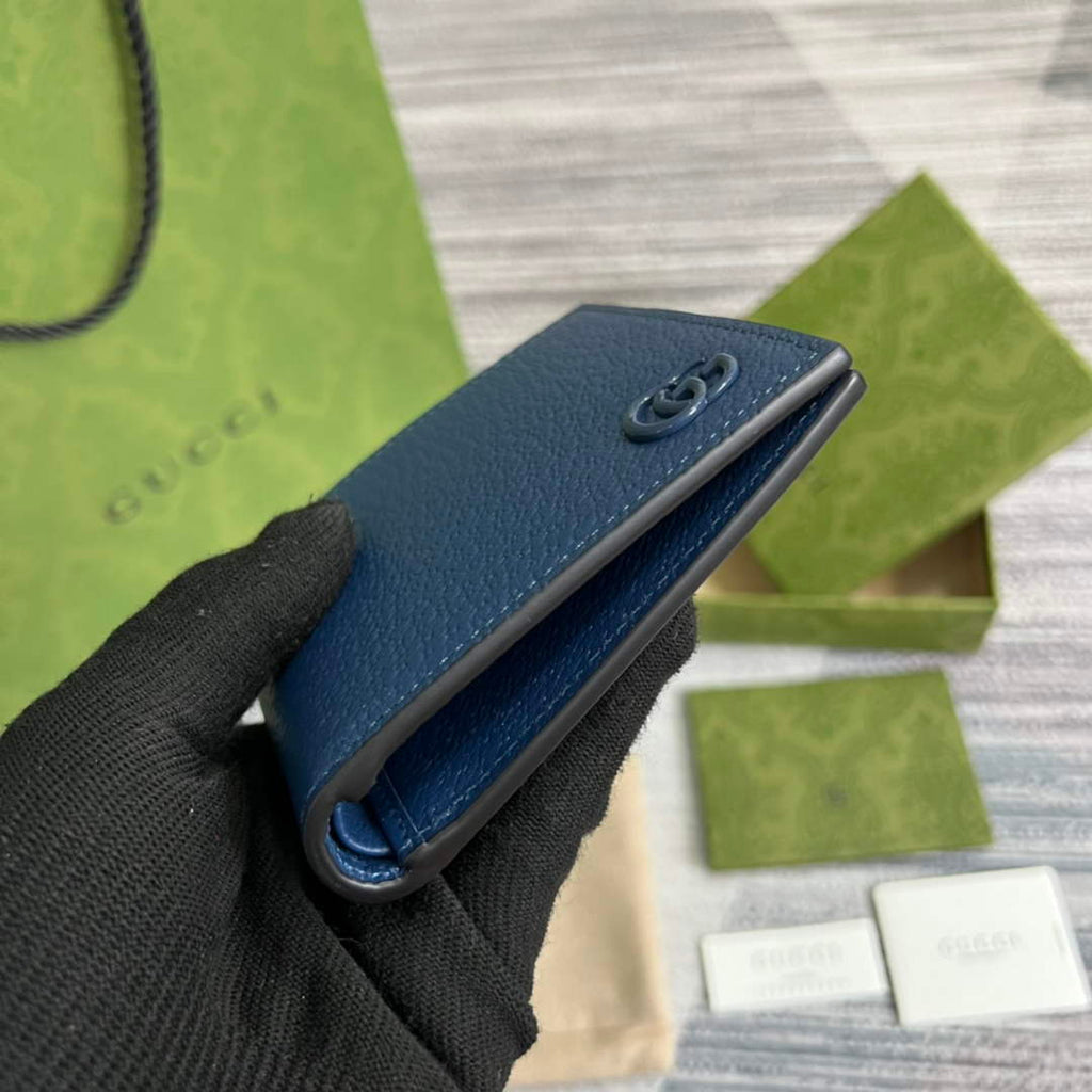 Gucci ‎428726 GG Marmont leather bi-fold wallet navy blue