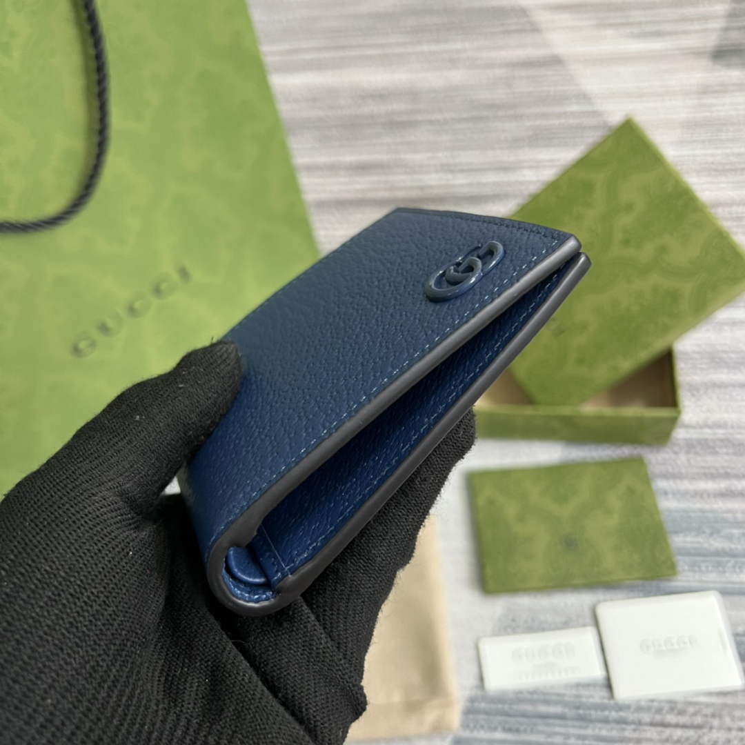 Gucci ‎428726 GG Marmont leather bi-fold wallet navy blue