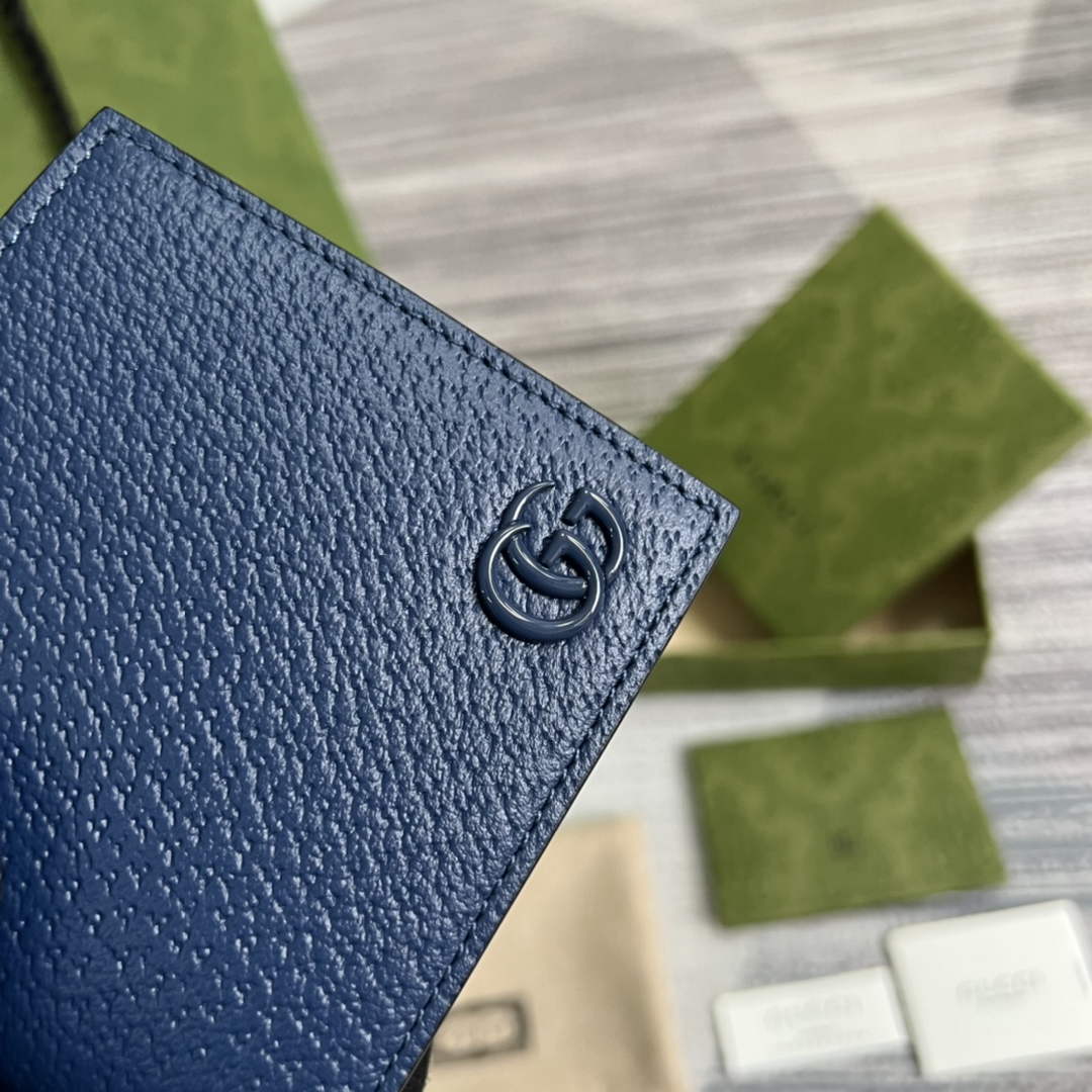 Gucci ‎428726 GG Marmont leather bi-fold wallet navy blue