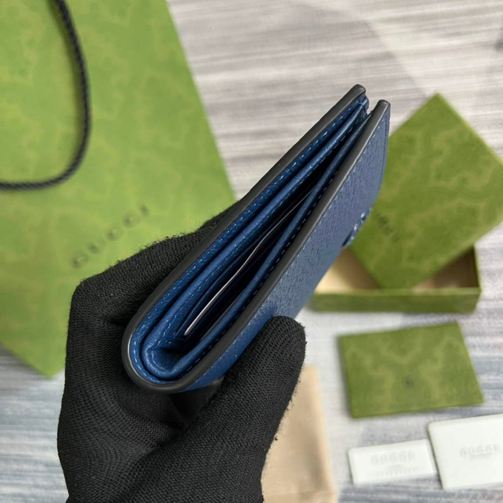 Gucci ‎428726 GG Marmont leather bi-fold wallet navy blue