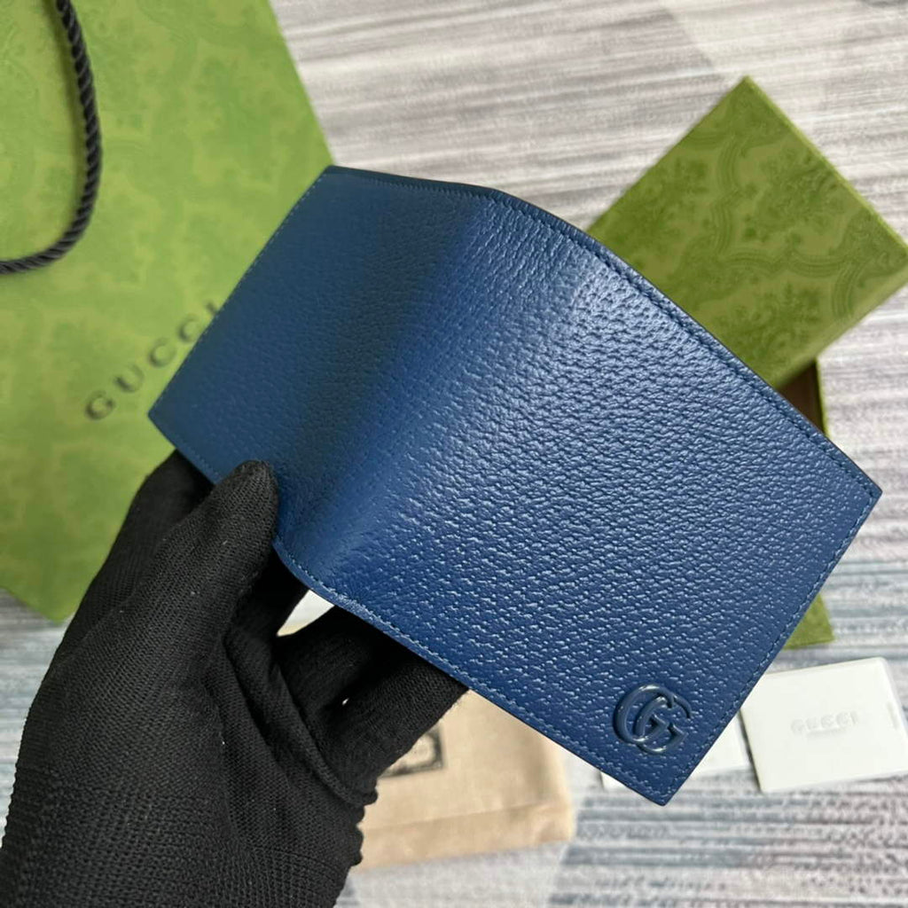 Gucci ‎428726 GG Marmont leather bi-fold wallet navy blue
