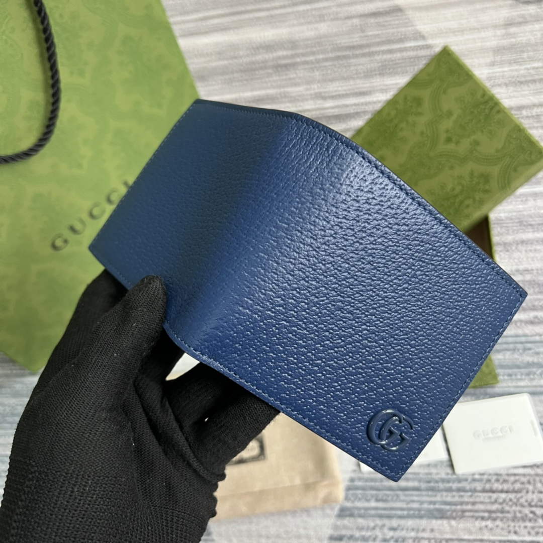 Gucci ‎428726 GG Marmont leather bi-fold wallet navy blue