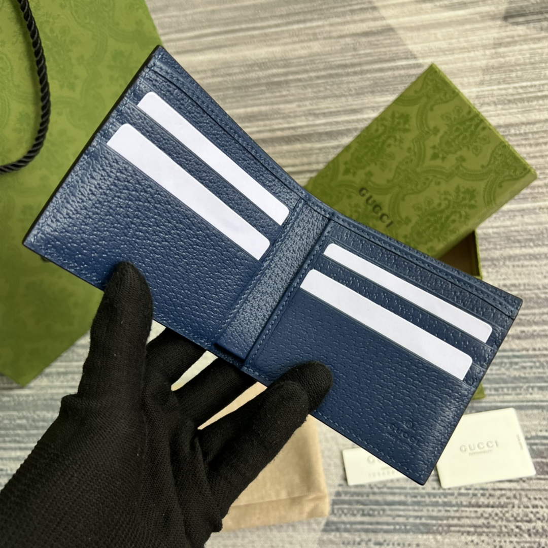 Gucci ‎428726 GG Marmont leather bi-fold wallet navy blue