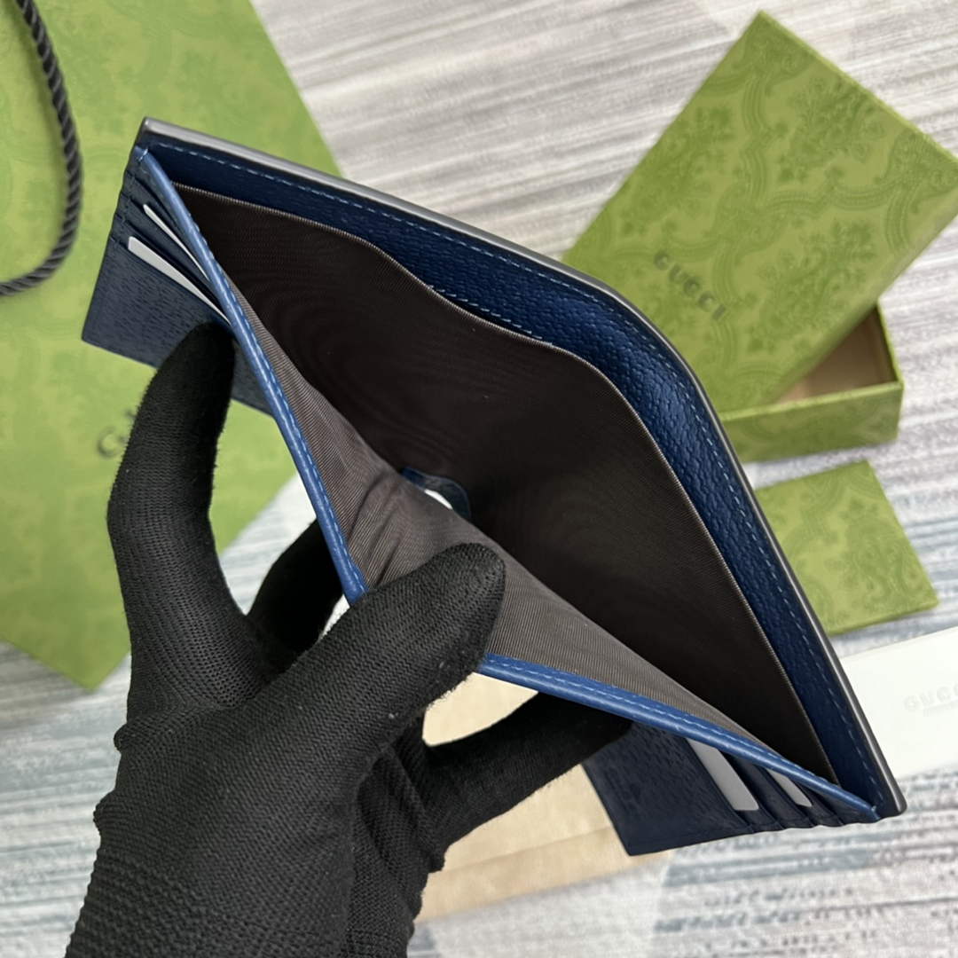 Gucci ‎428726 GG Marmont leather bi-fold wallet navy blue