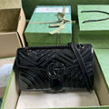 Gucci 443497 GG Marmont small matelassé shoulder bag Black patent