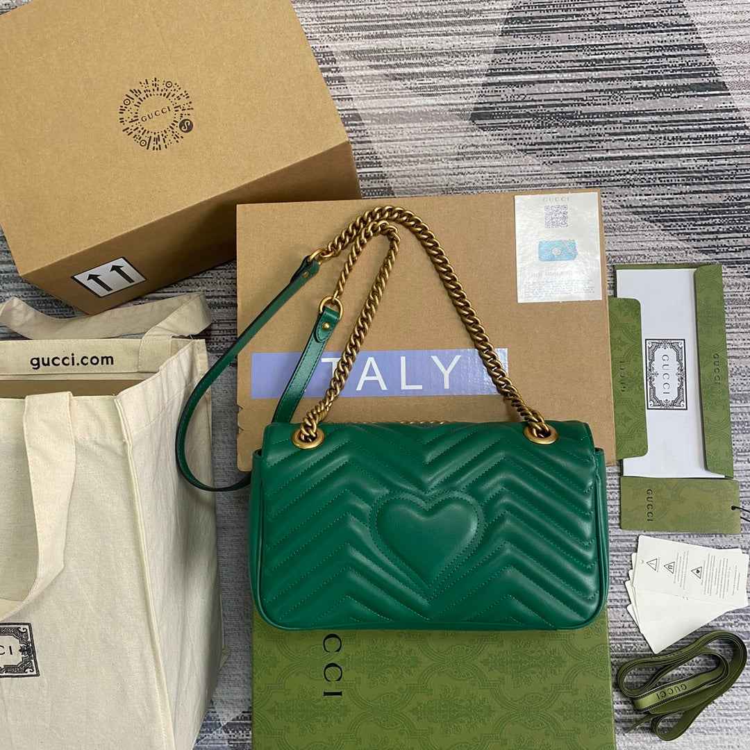 Gucci 443497 GG Marmont small matelassé shoulder bag Green