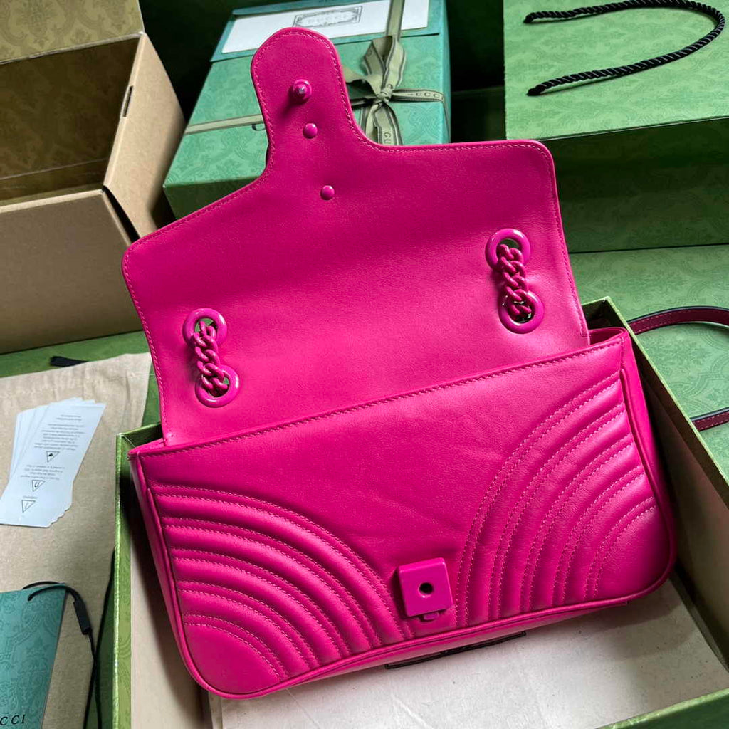 Gucci 443497 GG Marmont small matelassé shoulder bag Plum