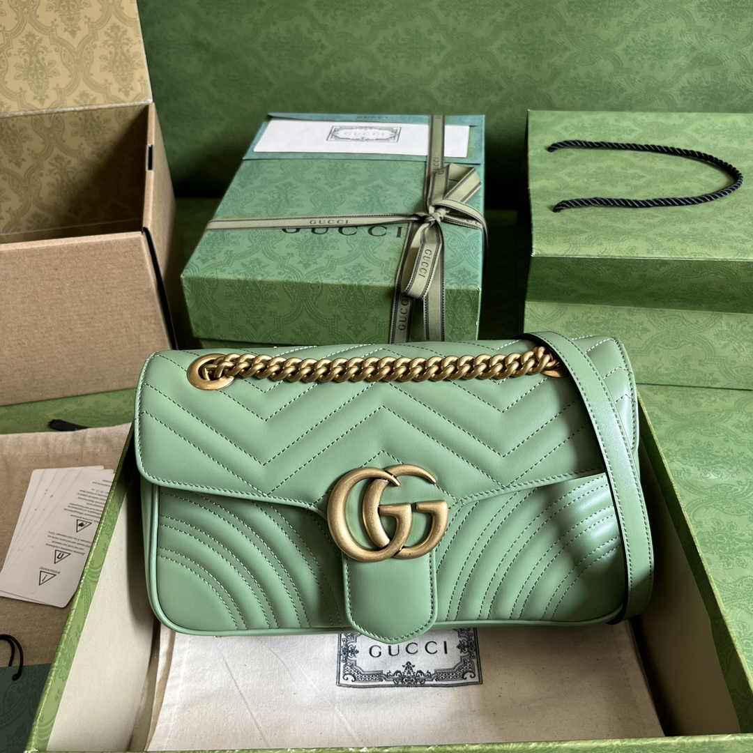 Gucci 443497 GG Marmont small matelassé shoulder bag Light Green