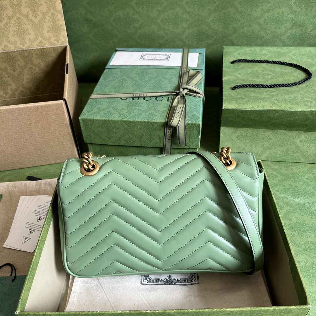 Gucci 443497 GG Marmont small matelassé shoulder bag Light Green