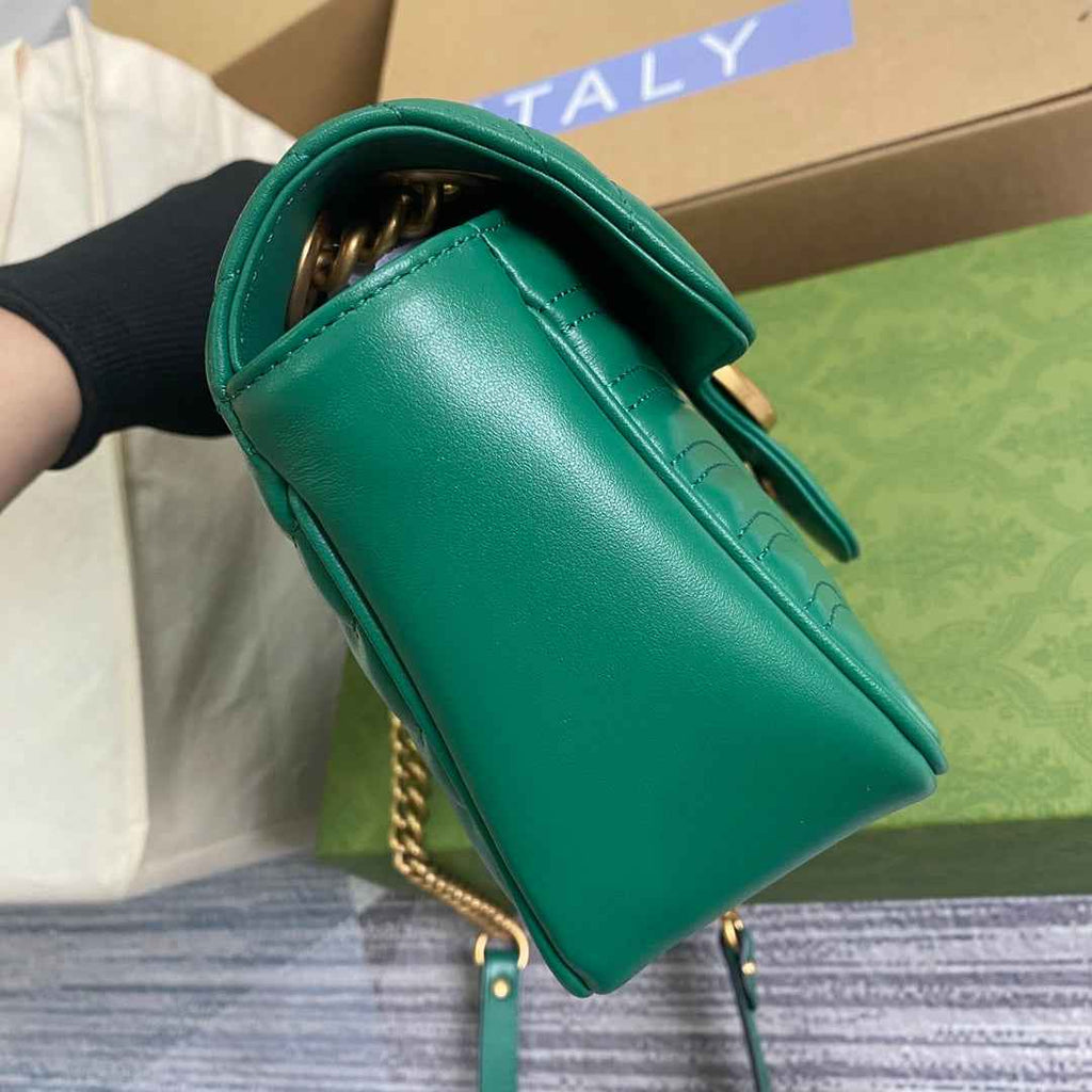 Gucci 443497 GG Marmont small matelassé shoulder bag Green