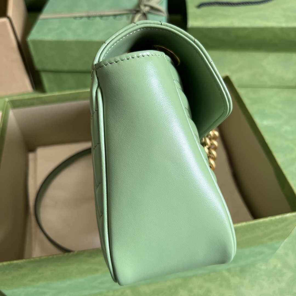 Gucci 443497 GG Marmont small matelassé shoulder bag Light Green