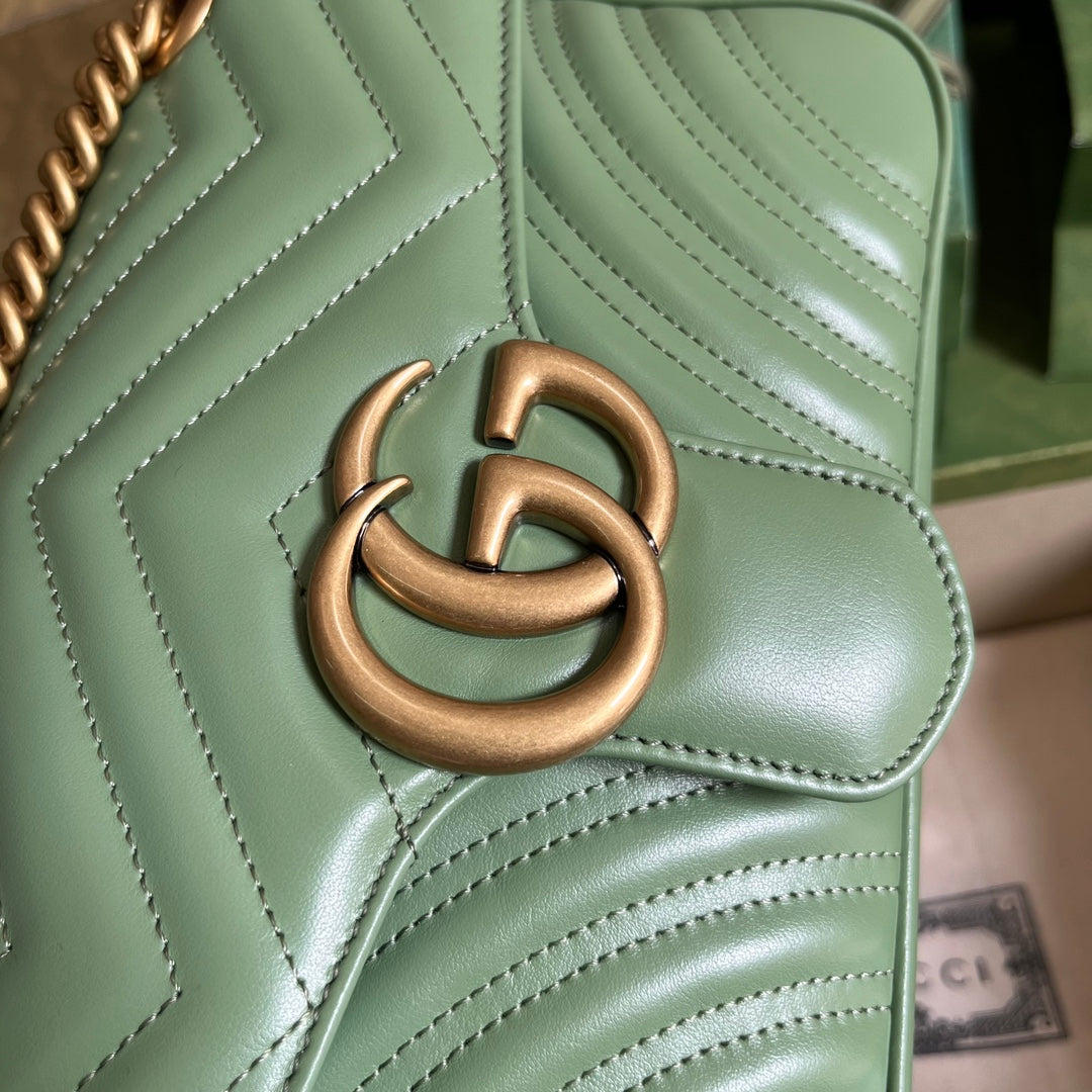 Gucci 443497 GG Marmont small matelassé shoulder bag Light Green