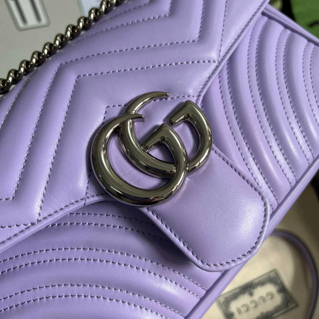 Gucci 443497 GG Marmont small matelassé shoulder bag Purple