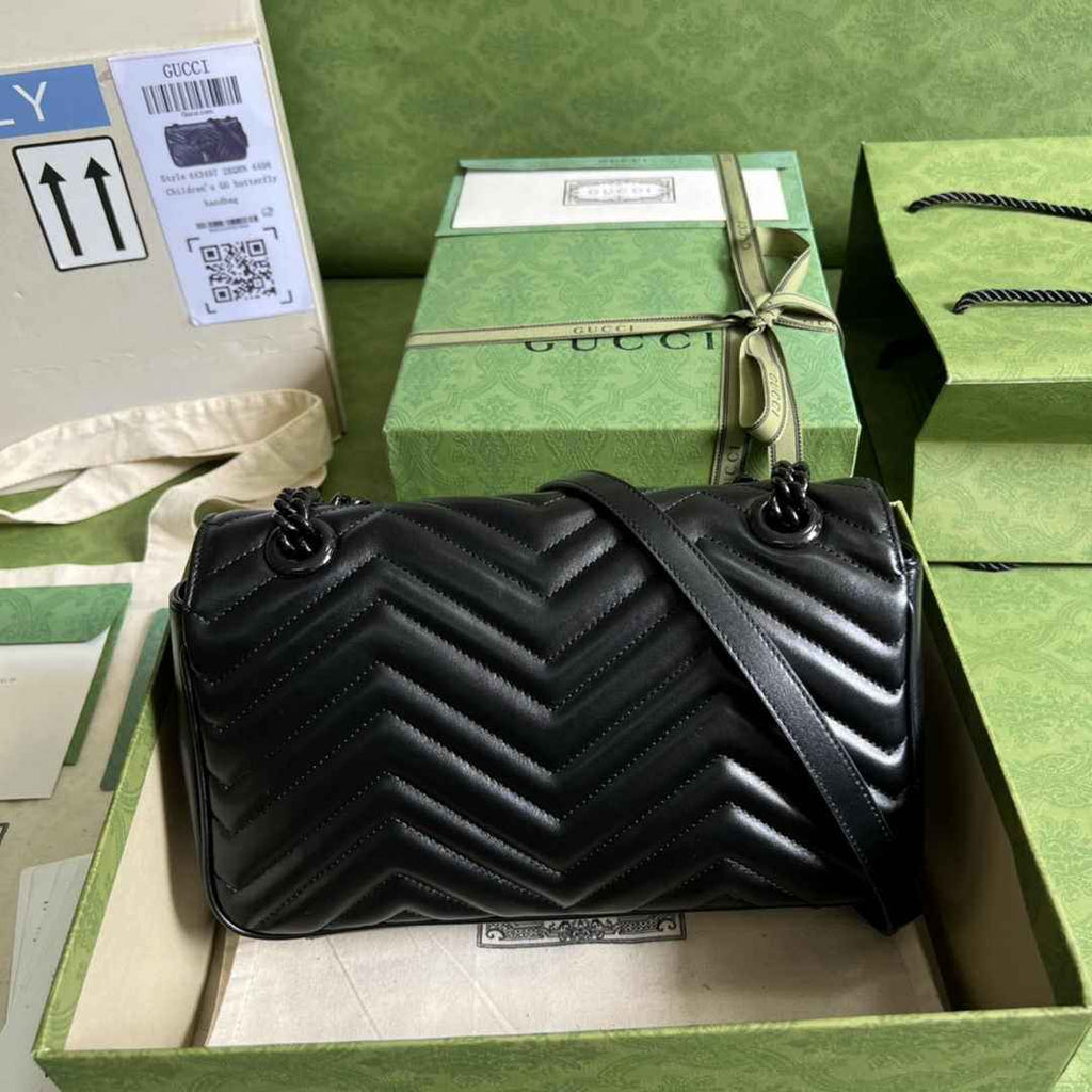 Gucci 443497 GG Marmont small matelassé shoulder bag Black leather