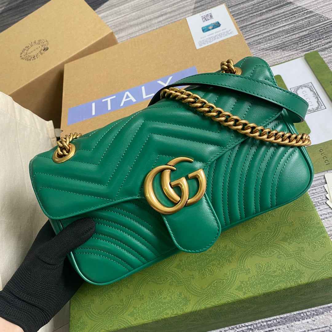 Gucci 443497 GG Marmont small matelassé shoulder bag Green