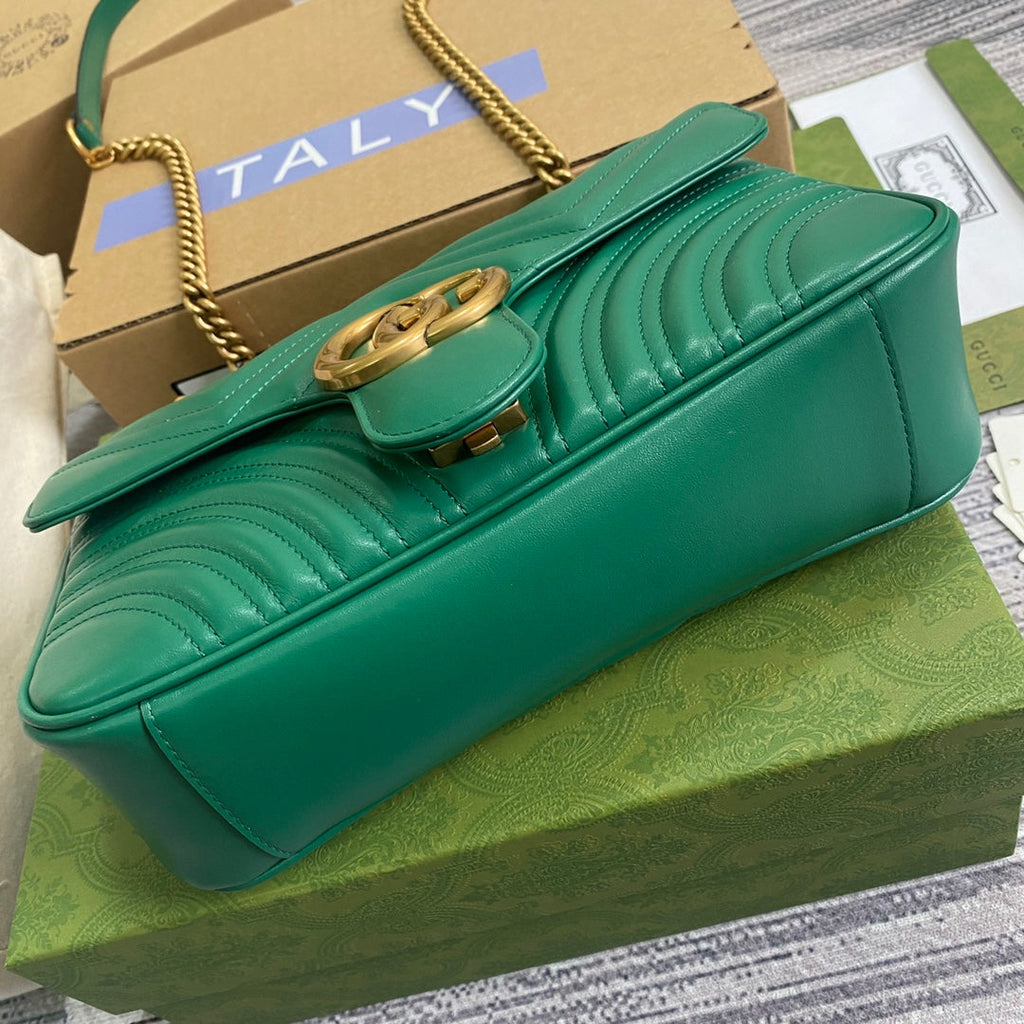 Gucci 443497 GG Marmont small matelassé shoulder bag Green