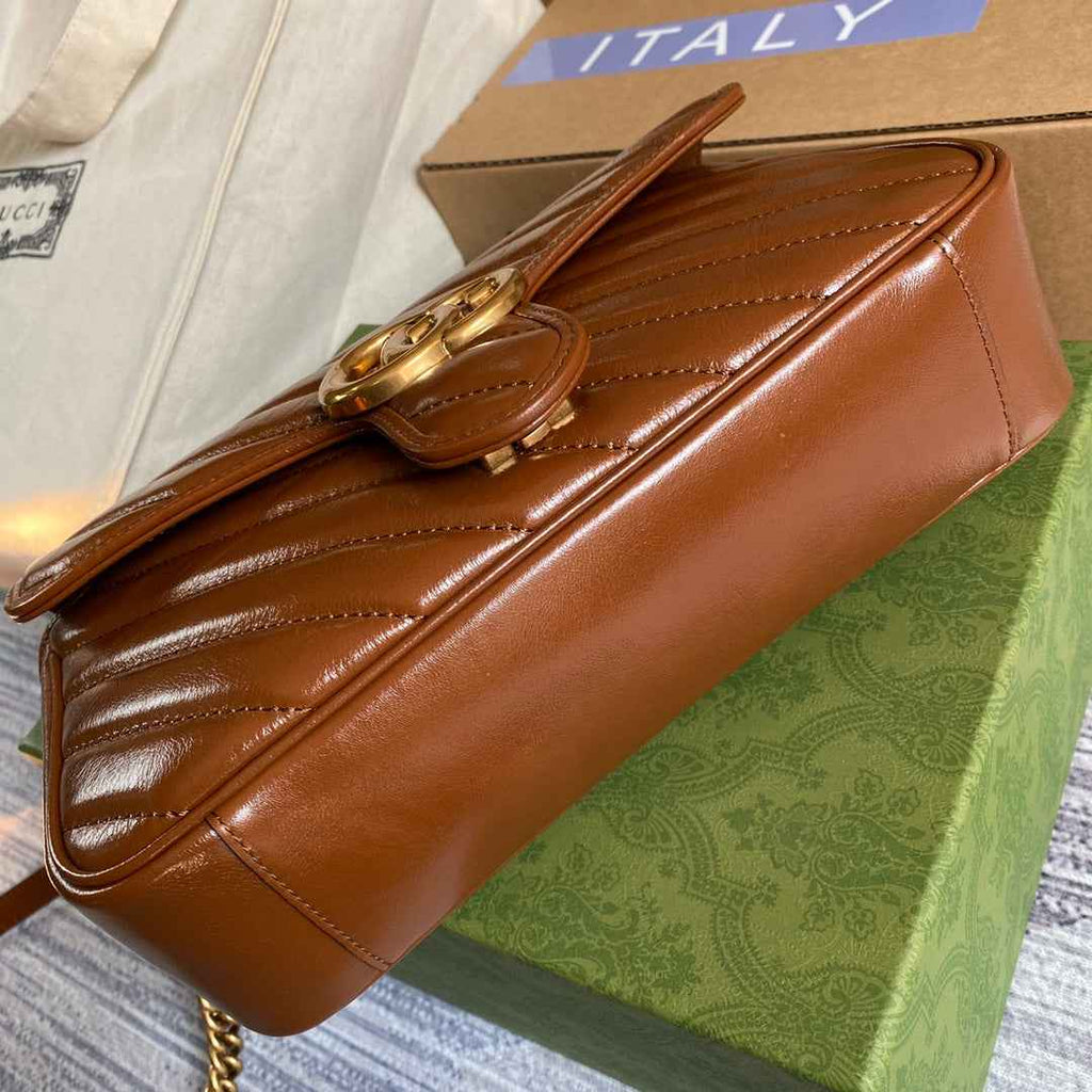 Gucci 443497 GG Marmont small matelassé shoulder bag Brown