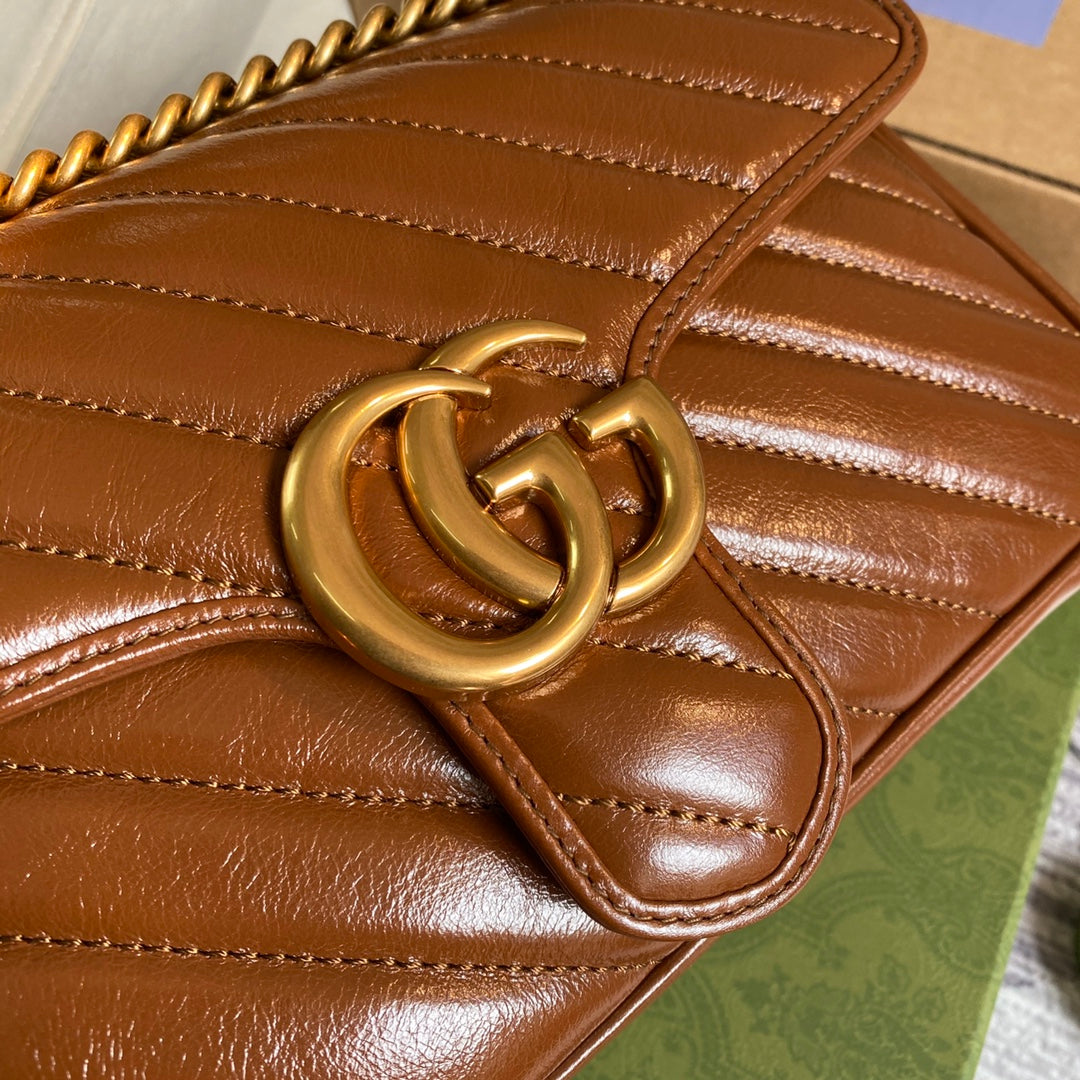 Gucci 443497 GG Marmont small matelassé shoulder bag Brown