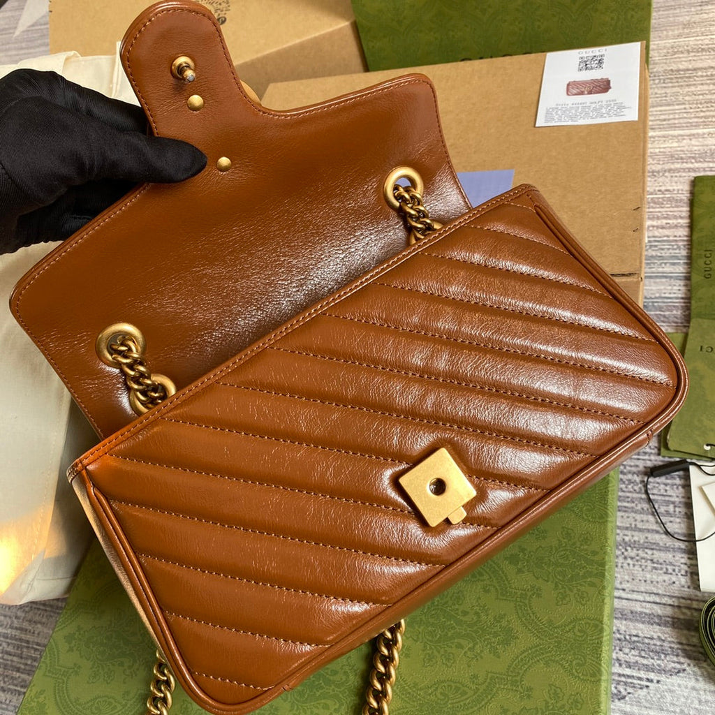 Gucci 443497 GG Marmont small matelassé shoulder bag Brown