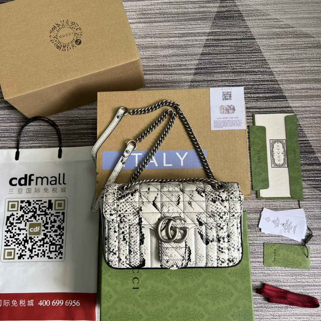 Gucci 443497 GG Marmont small python shoulder bag