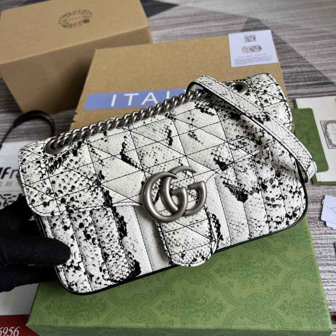 Gucci 443497 GG Marmont small python shoulder bag