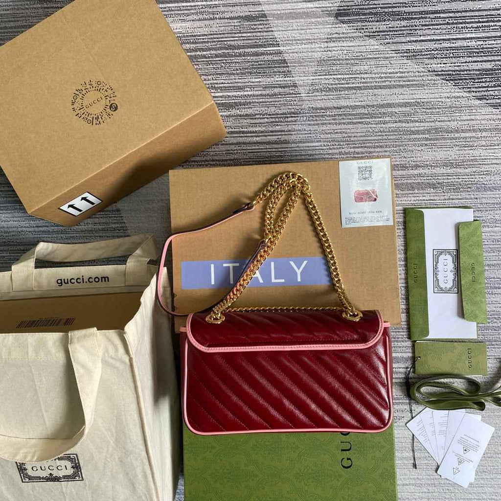 Gucci 443497 GG Marmont small shoulder bag Red