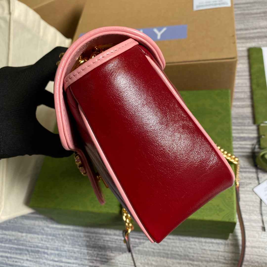 Gucci 443497 GG Marmont small shoulder bag Red