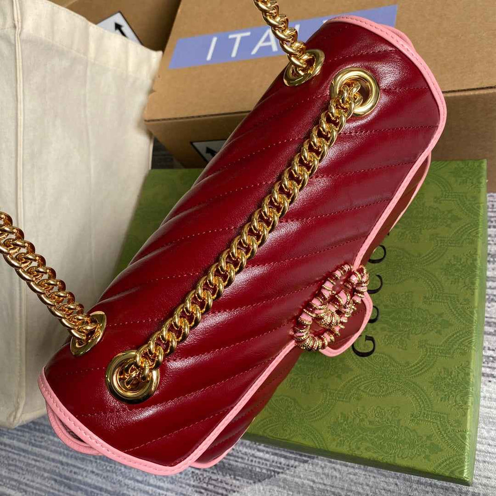Gucci 443497 GG Marmont small shoulder bag Red