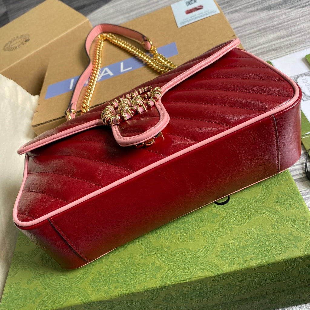 Gucci 443497 GG Marmont small shoulder bag Red