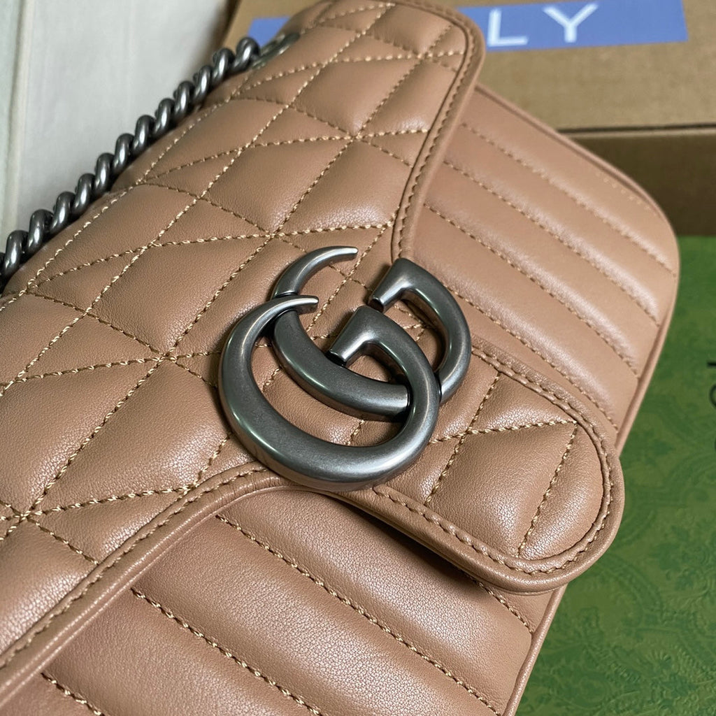 Gucci 443497 GG Marmont small shoulder bag Rose Beige