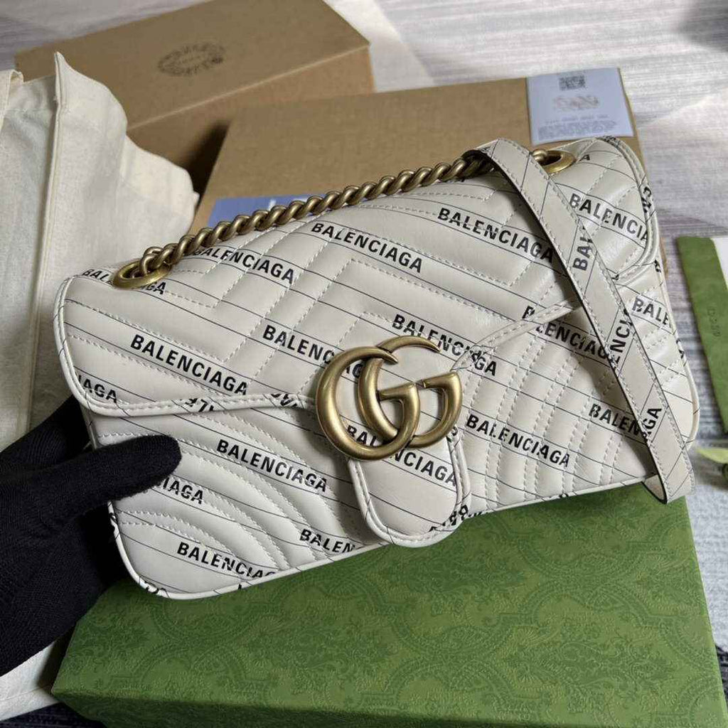 Gucci GG 443497 Marmont small shoulder bag white