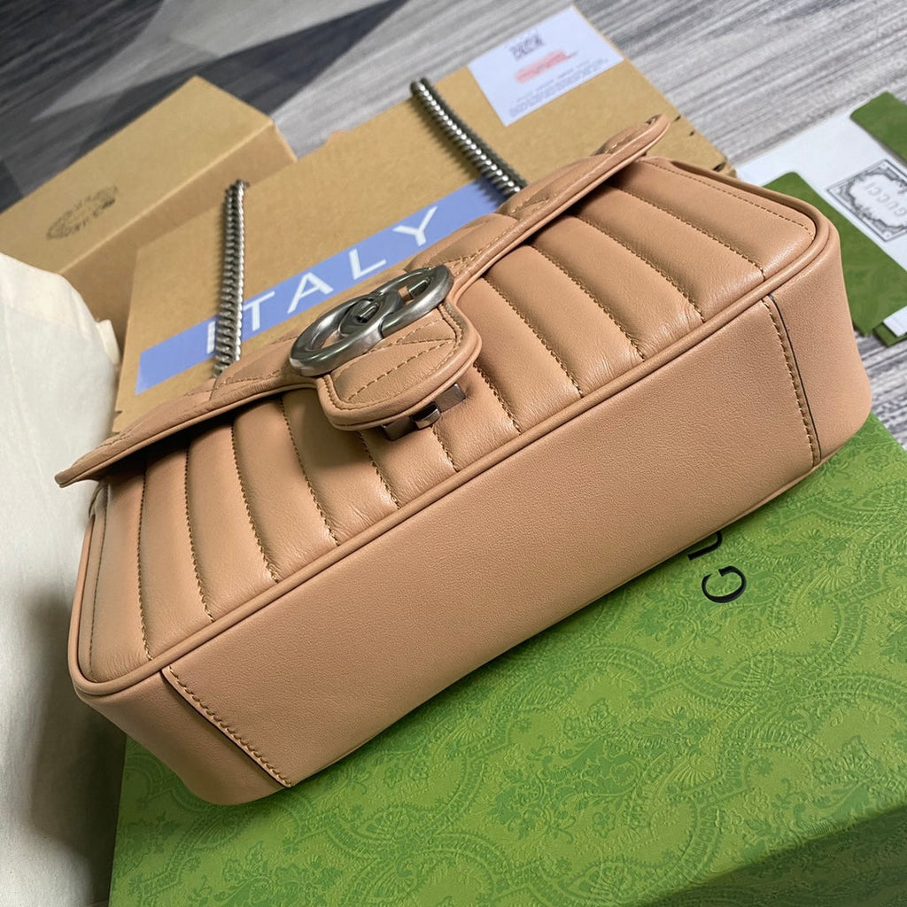 Gucci 443497 GG Marmont small shoulder bag Rose Beige