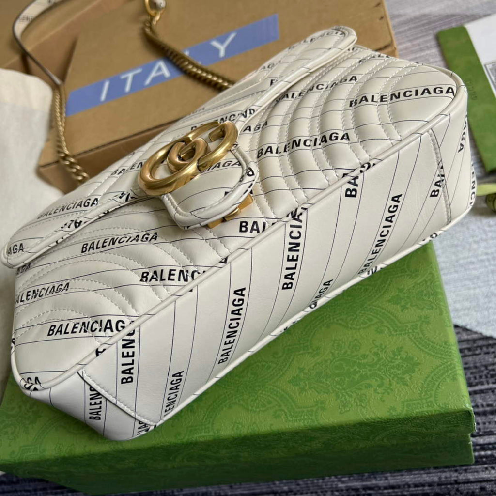 Gucci GG 443497 Marmont small shoulder bag white