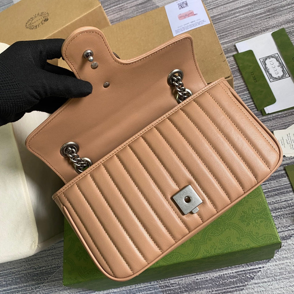 Gucci 443497 GG Marmont small shoulder bag Rose Beige