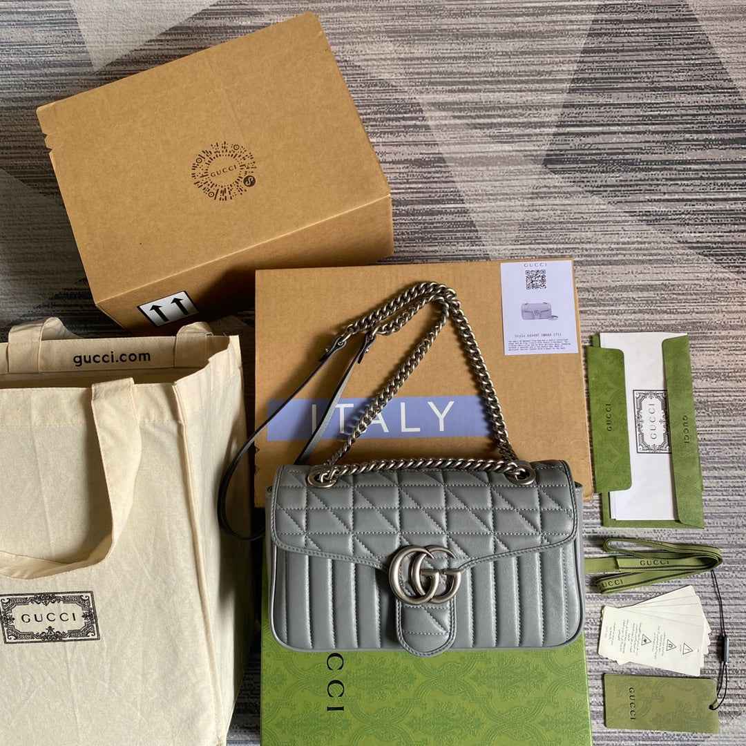 Gucci 443497 GG Marmont small shoulder bag dark gray