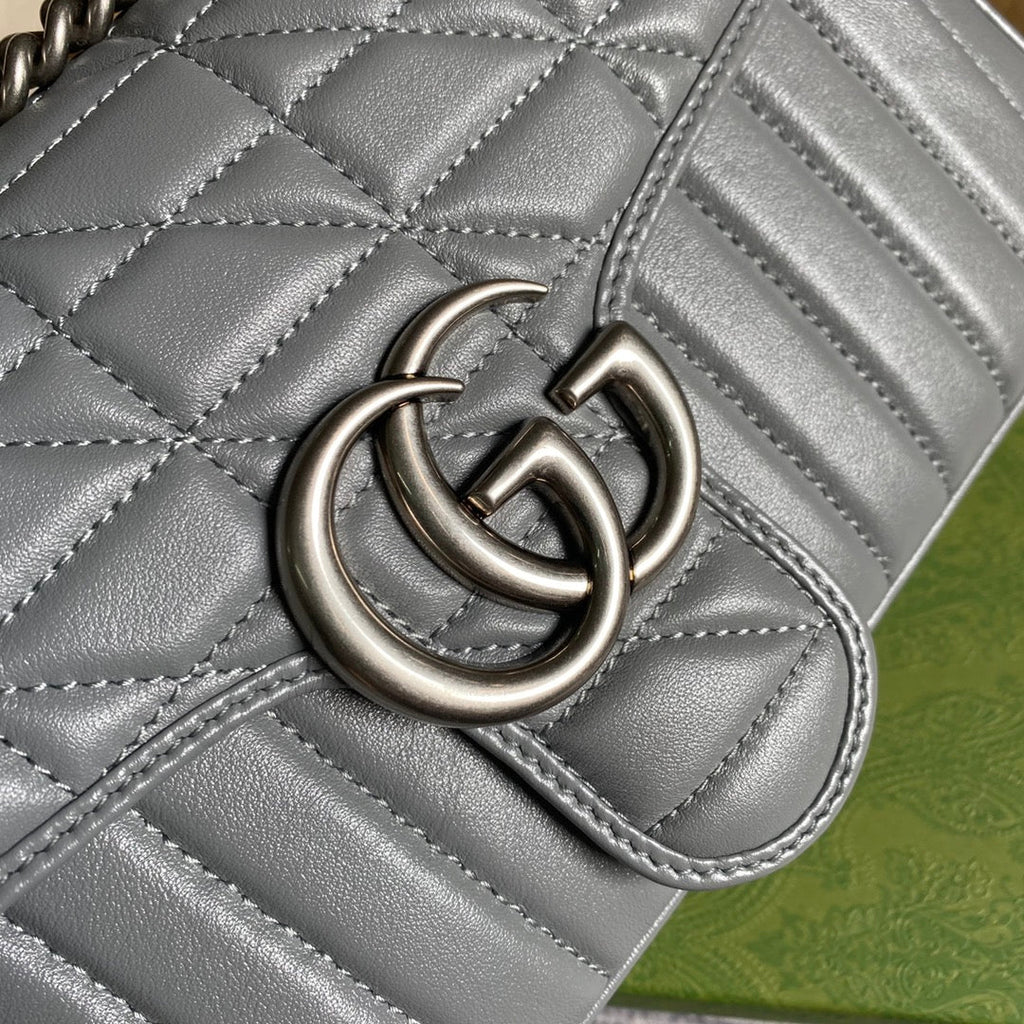 Gucci 443497 GG Marmont small shoulder bag dark gray
